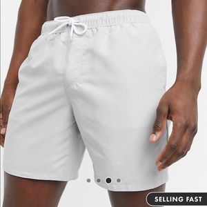ASOS mid length swim shorts, light gray, XL